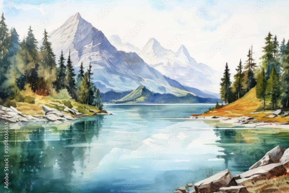 Fototapeta premium Lake wilderness landscape outdoors.