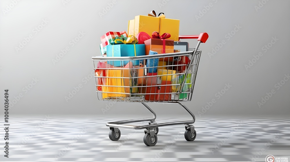 E-Commerce Cart Full of Fashion items, and Gifts E-Commerce Cart Full of Fashion items, and Gifts