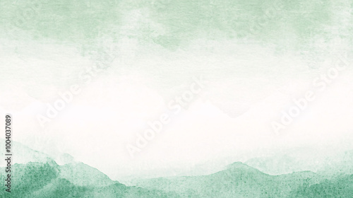 This multipurpose card design presents an abstract green watercolor background with soft, sweeping brushstrokes. The tranquil, nature-inspired color palette ranges from pale mint to deep forest