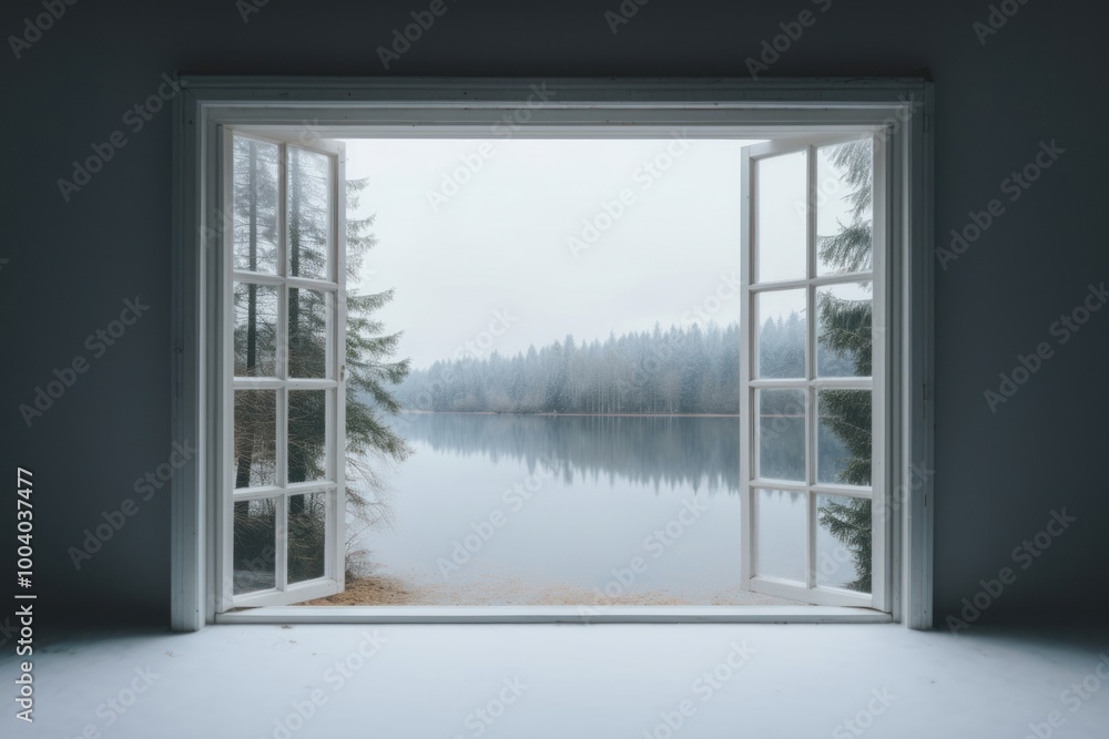 Fototapeta premium Window light lake architecture.