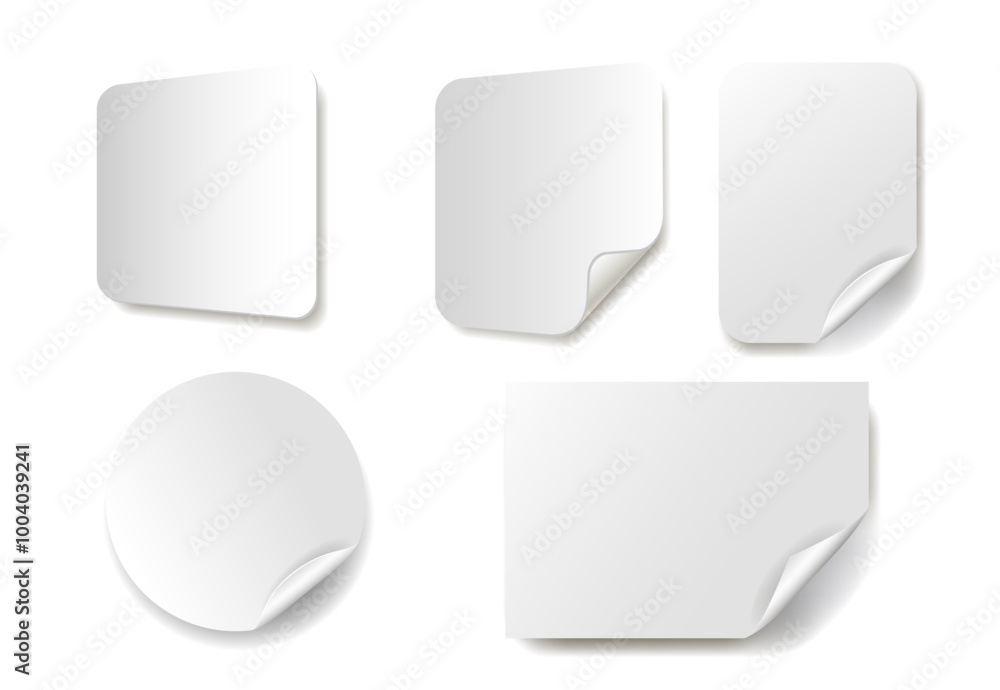 A sheet of white paper with a curved bottom corner
on a white background. Vector illustration. A sheet of white paper with a curved bottom corner
on a white background. Vector illustration.