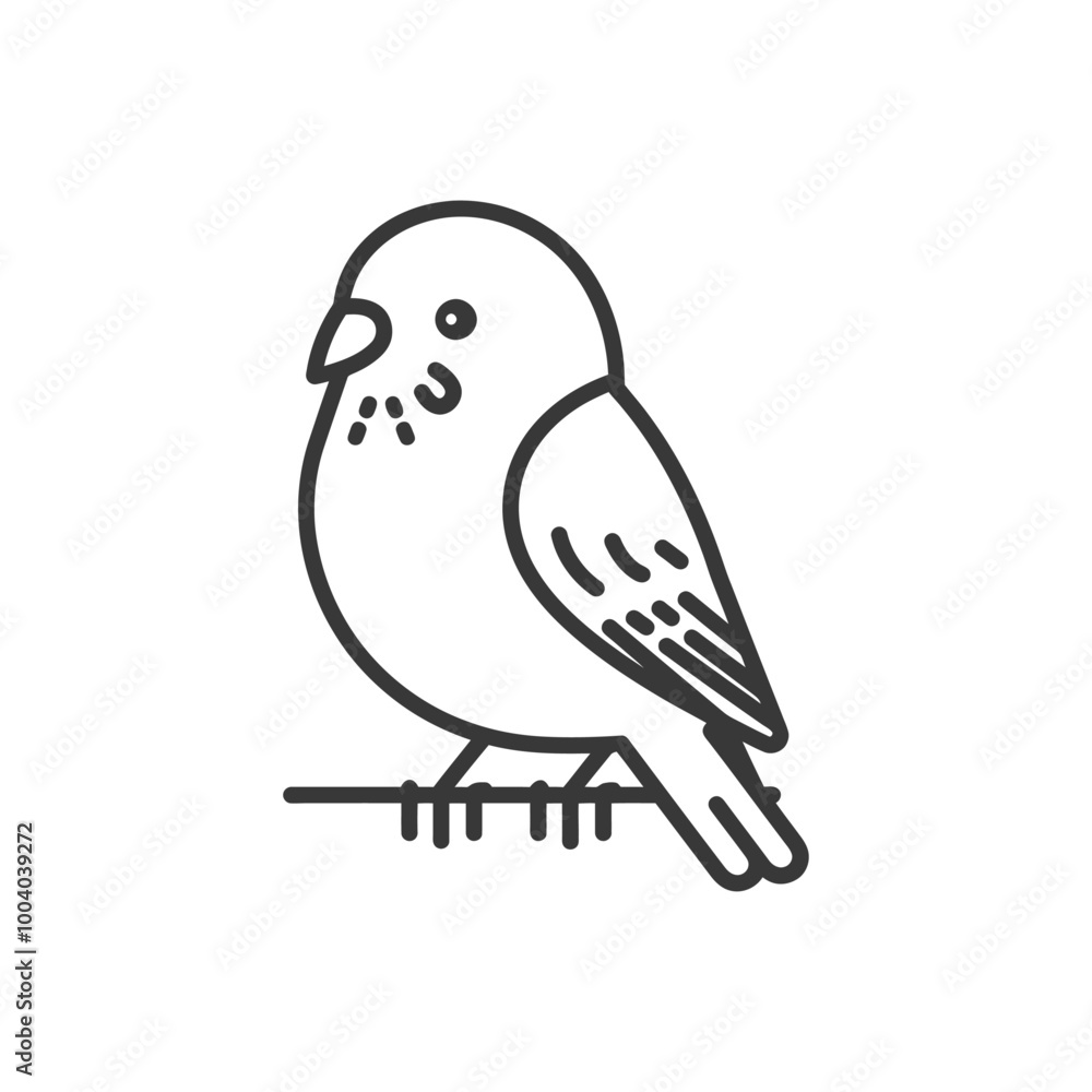 Line drawing of a bird with a round body and a long tail Line drawing of a bird with a round body and a long tail