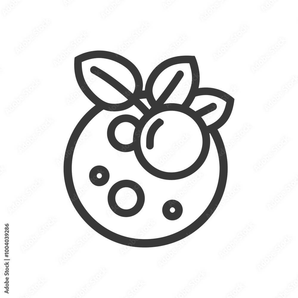 Obraz premium Line drawing of a blueberry with leaves