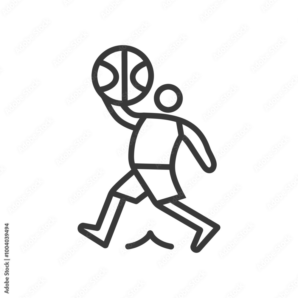 Line drawing of a basketball player shooting a basket Line drawing of a basketball player shooting a basket