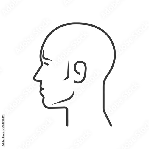 Line Drawing of Bald Mans Head in Profile picture