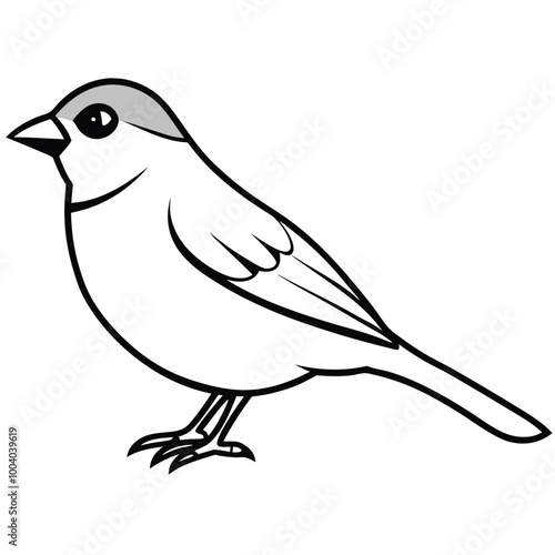 Sparrow Bird Color Art Vector Silhouette.