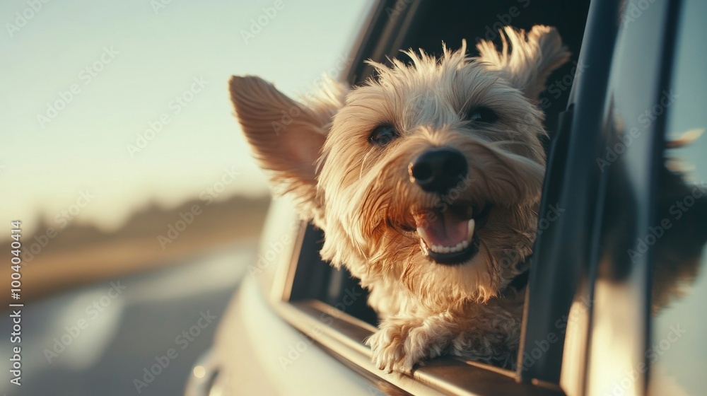 Happy Dog Enjoying a Car Ride with Head Out Happy Dog Enjoying a Car Ride with Head Out