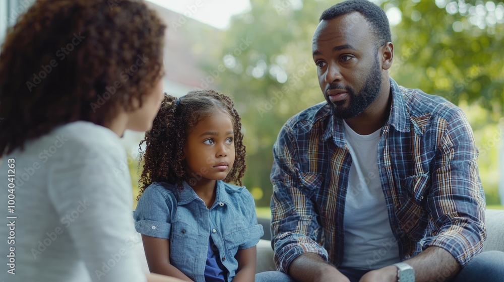 Compassionate Social Worker Counseling a Family in a Comforting Setting Compassionate Social Worker Counseling a Family in a Comforting Setting