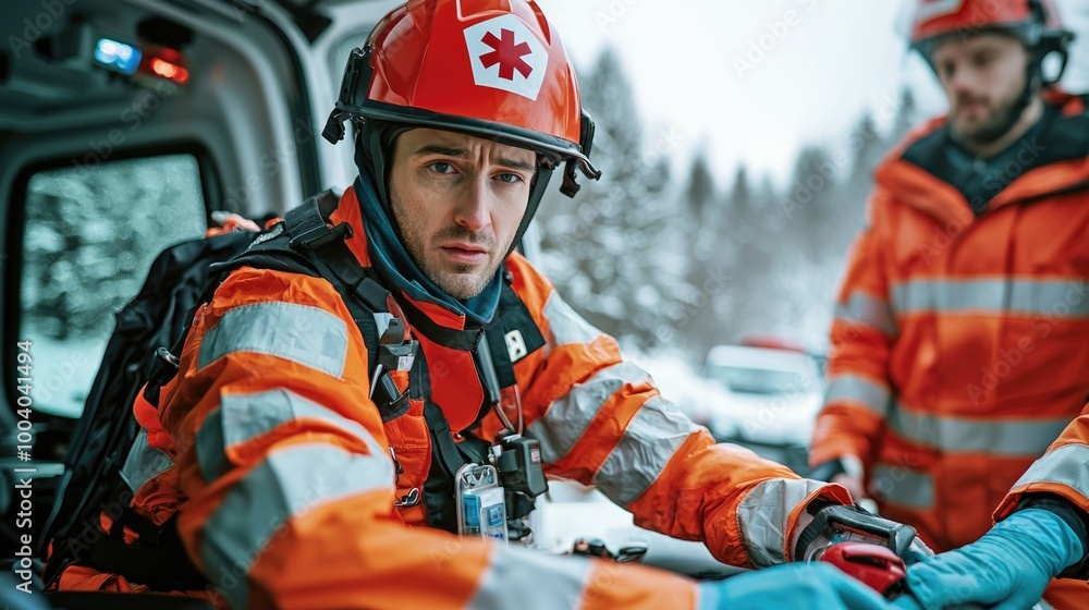 Rapid Response: Paramedic Providing Emergency Care at Accident Scene Rapid Response: Paramedic Providing Emergency Care at Accident Scene