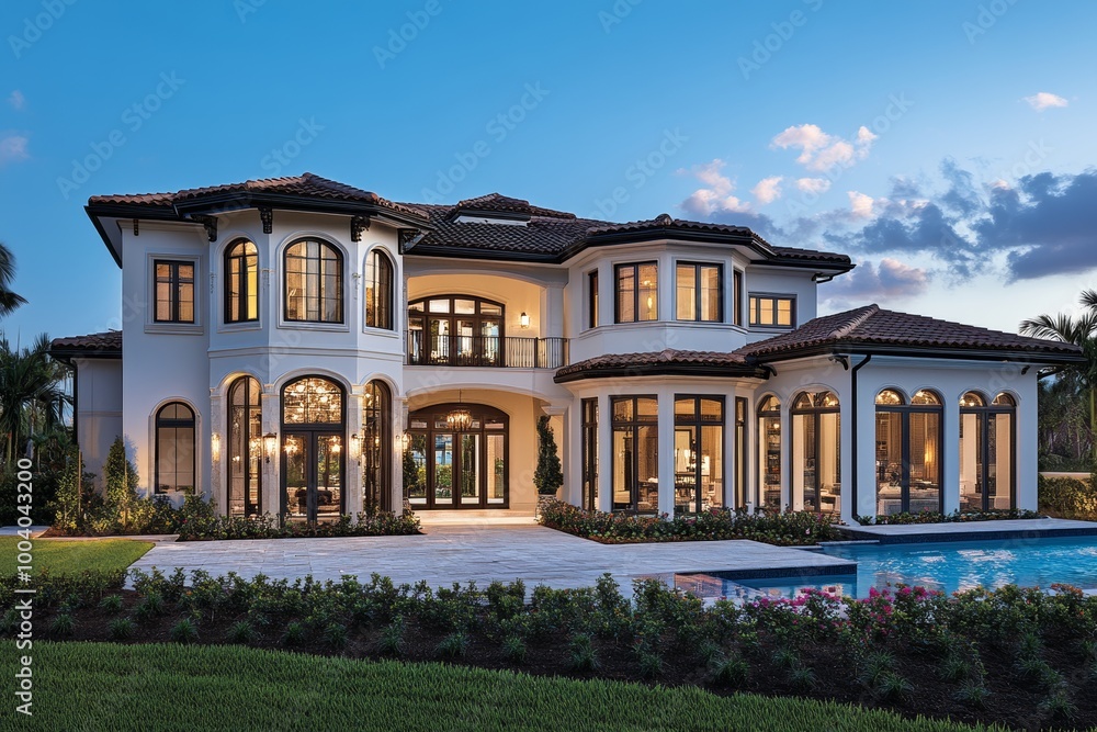 Backyard swimming pool designer home with beautiful exterior. Backyard swimming pool designer home with beautiful exterior.