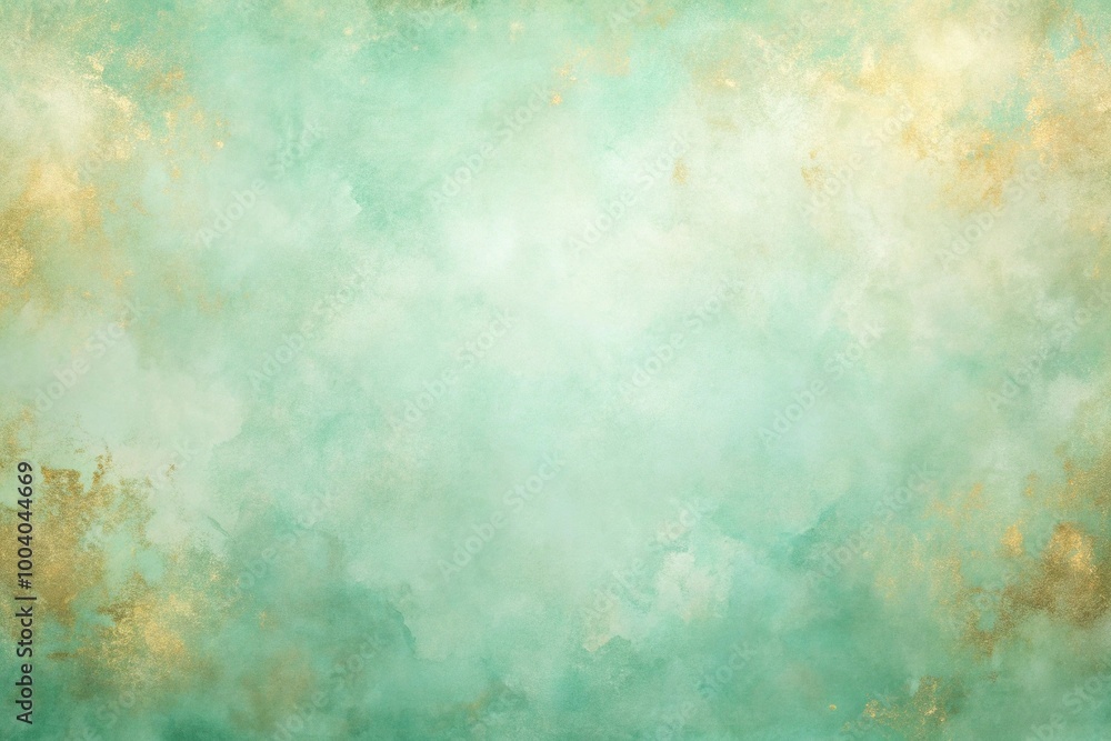 Wide-angle pastel antique green and golden watercolour background Wide-angle pastel antique green and golden watercolour background