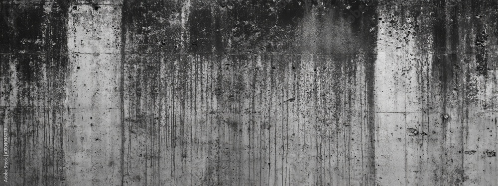 The image is a horizontal picture of an old stained concrete wall with water signs dripping from it, suitable for backgrounds The image is a horizontal picture of an old stained concrete wall with water signs dripping from it, suitable for backgrounds