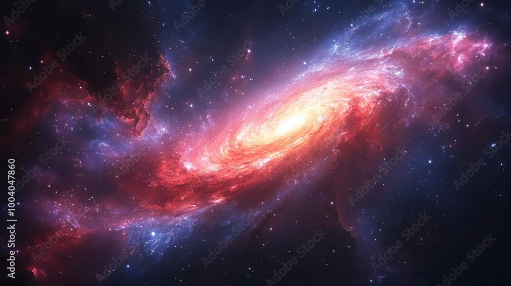 Obraz premium a stunning spiral galaxy captured in vivid colors with swirling nebulas and twinkling stars inviting viewers into the depths of outer space and cosmic wonder