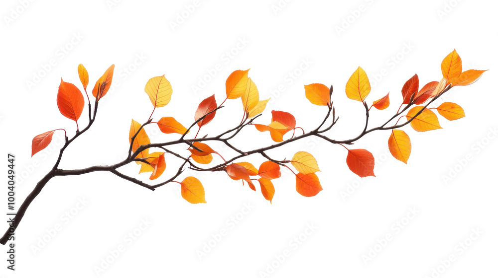 red autumn leaves on branch isolated on white background red autumn leaves on branch isolated on white background