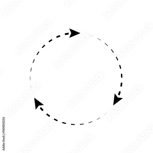 Circular, round dash line, thin arrow icon