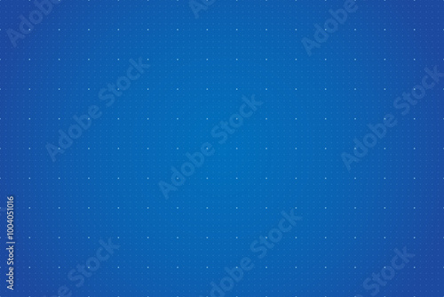 A blue background with a bright dotted grid creates a square pattern. Blueprint background for technology, architecture, or infographic project concept. Blank grid paper sheet vector illustration