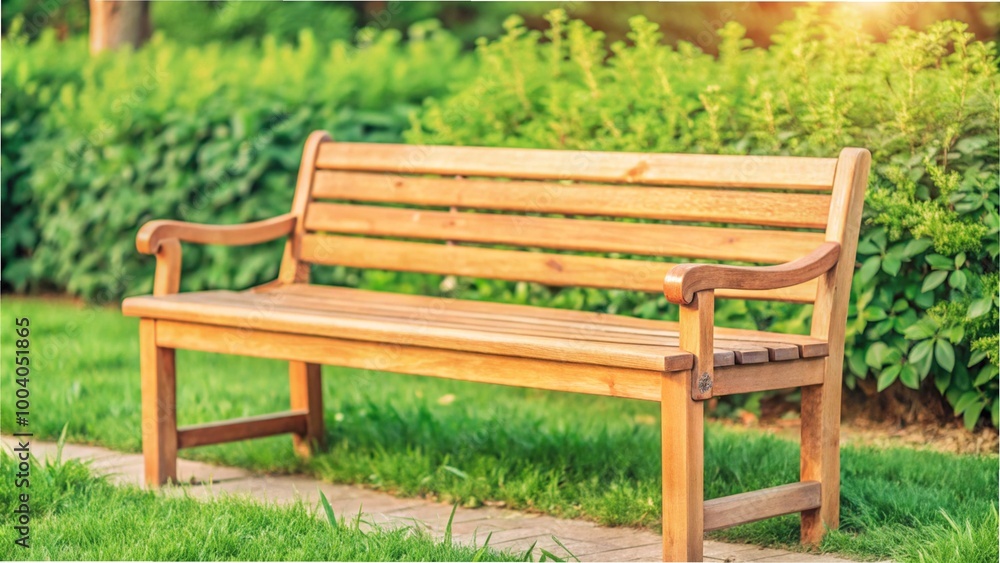 A brown wooden bench nestled in a garden, offering a serene spot amidst flourishing plants and colorful blossoms. A brown wooden bench nestled in a garden, offering a serene spot amidst flourishing plants and colorful blossoms.