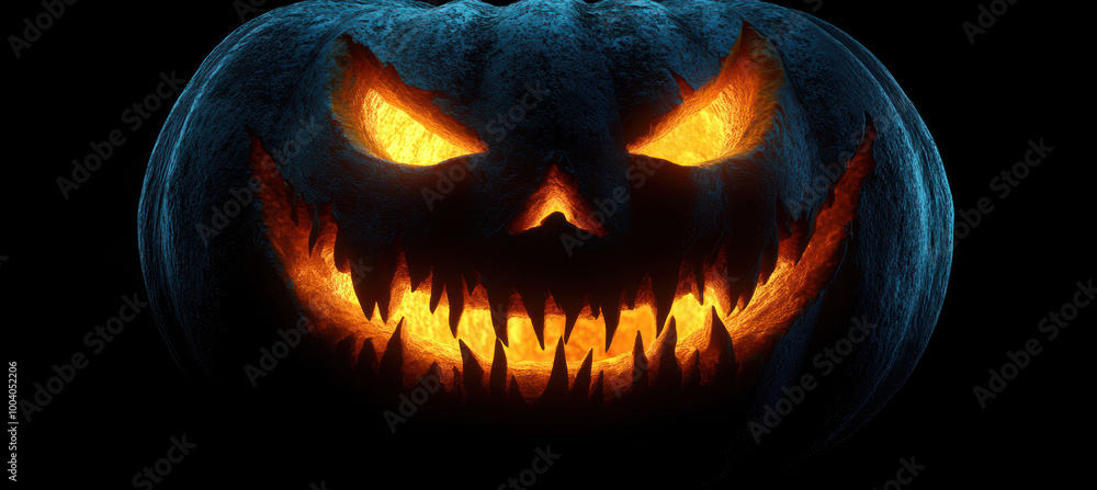 Candlelit Pumpkin with Sharp Teeth and Glowing Eyes Candlelit Pumpkin with Sharp Teeth and Glowing Eyes