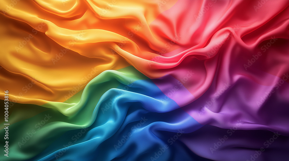 Fototapeta premium An illustration of rainbow-colored silk symbolizing LGBTQ pride, diversity and freedom. 