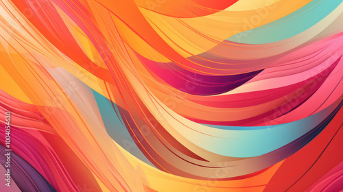 Rainbow colored abstract backdrop with organic lines and shapes