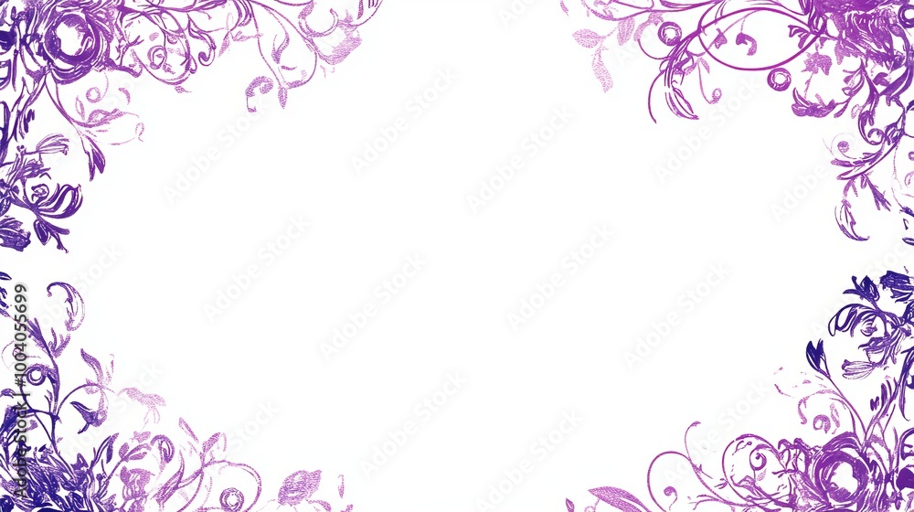 Simple Purple border with Ornamental Edges and White Background Simple Purple border with Ornamental Edges and White Background