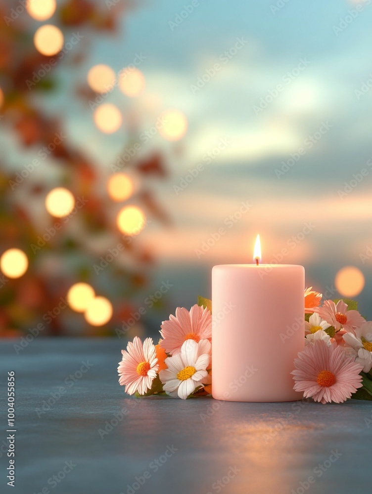 vertical image of candles and flowers for All Souls Day, halloween, funeral, Christmas, banner, design, social media. Copy space for text vertical image of candles and flowers for All Souls Day, halloween, funeral, Christmas, banner, design, social media. Copy space for text