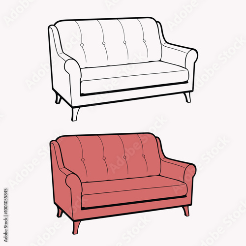 Realistic sketch of sofas