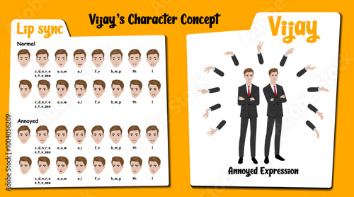 An annoyed man cartoon vector with hand gesture. Man lip sync set for animation. Man face expression illustrations, clipart, graphic. Annoying man cartoon character, vector & illustration