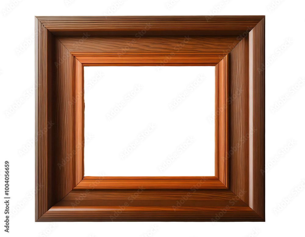realistic brown wooden gallery frame on a isolated on white backgroun. Generative AI. realistic brown wooden gallery frame on a isolated on white backgroun. Generative AI.