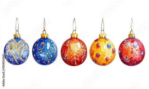 Rustic Watercolor Christmas Ornaments Design