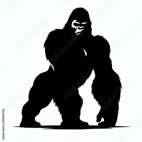 gorilla silhouette, Gorilla silhouette vector illustration on a white background