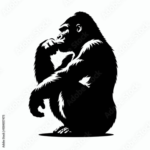 gorilla silhouette, Gorilla silhouette vector illustration on a white background