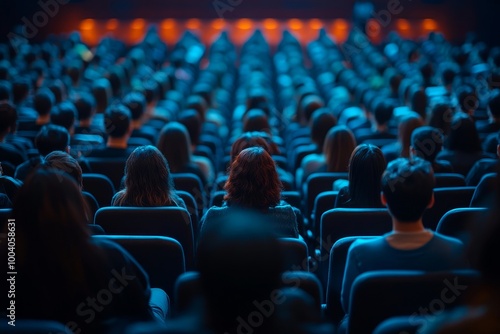 Rear view of Audience listening Speakers on the stage in the conference hall or seminar meeting, business and education about investment concept, Generative AI