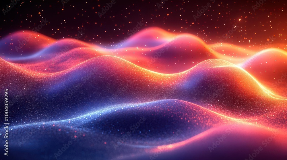 abstract digital background of flowing waves in vibrant colors intertwining with particles creating a mesmerizing effect that captures the dynamism of modern technology and artistic expression abstract digital background of flowing waves in vibrant colors intertwining with particles creating a mesmerizing effect that captures the dynamism of modern technology and artistic expression