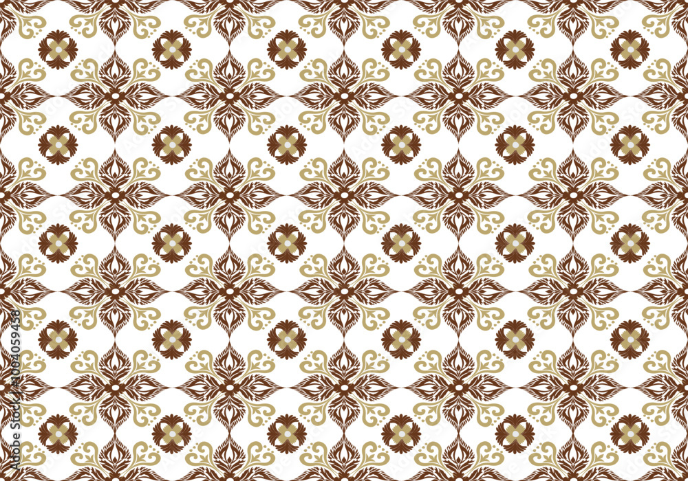 Brown and gold seamless damask pattern. Design for fabric, carpet, wallpaper, tile, cover and decoration. Brown and gold seamless damask pattern. Design for fabric, carpet, wallpaper, tile, cover and decoration.
