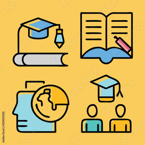 Education icon set  vector