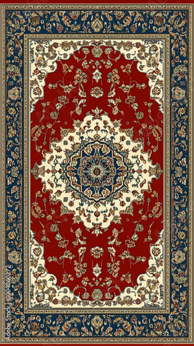 Persian turkish rug carpet pattern, Arabian ornamental carpet with decorative motifs