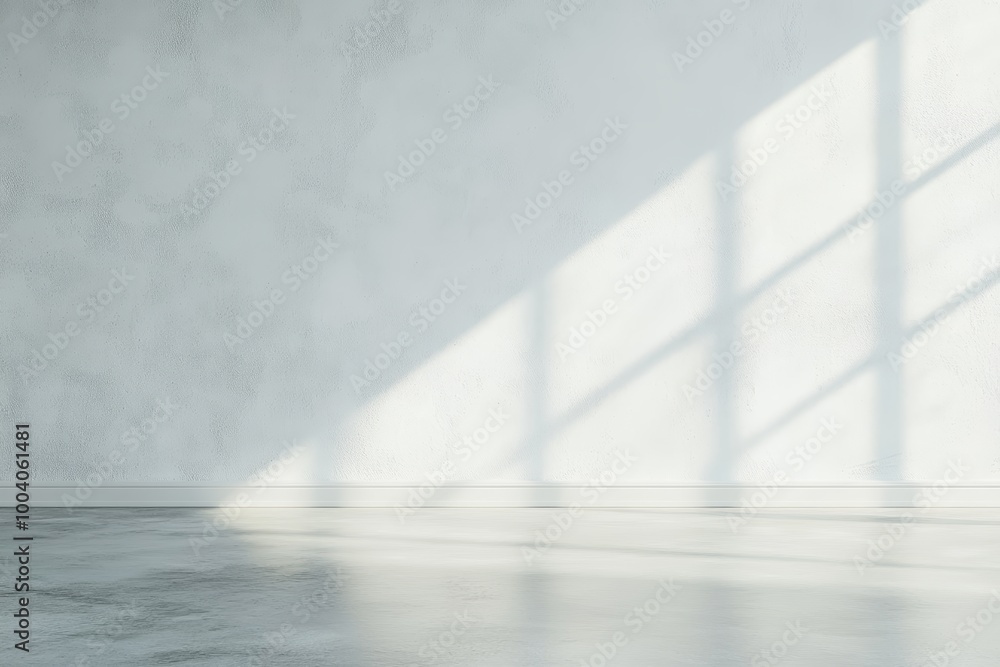 A 3D rendering of a concrete interior with sunlight and a blank wall mock-up. An exhibition, art, and advertisement concept. A 3D rendering of a concrete interior with sunlight and a blank wall mock-up. An exhibition, art, and advertisement concept.