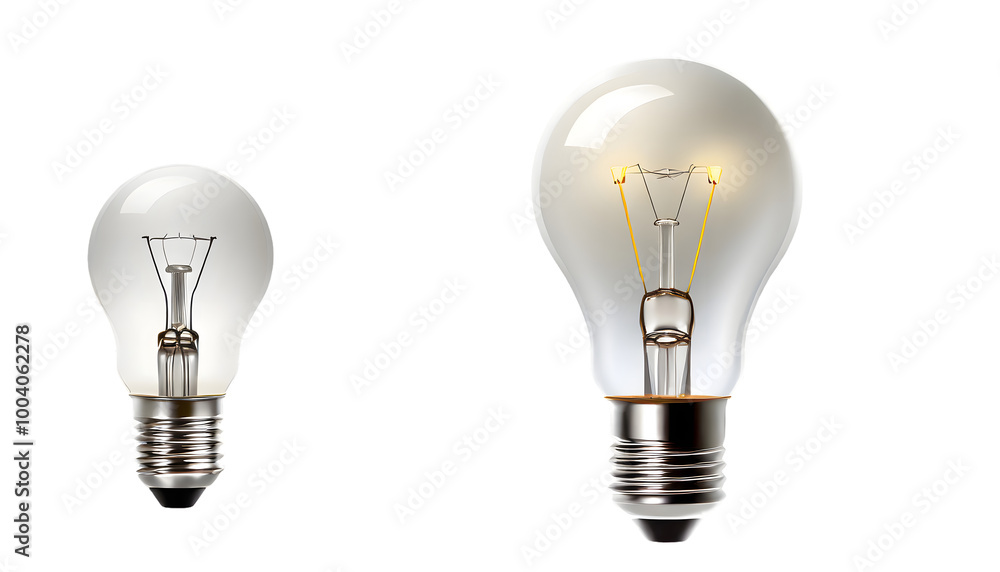 realistic light bulb isolated on white background. Generative AI. realistic light bulb isolated on white background. Generative AI.