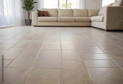 Hardwood floors covering the floor of a living room, with a sofa visible in the background