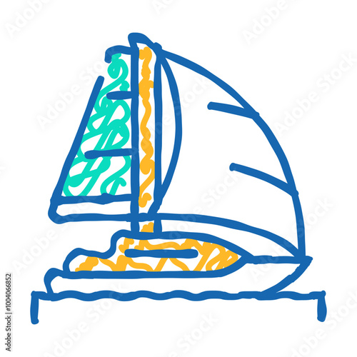 yacht marine transport doodle icon sketch vector. yacht marine transport sign. isolated symbol illustration