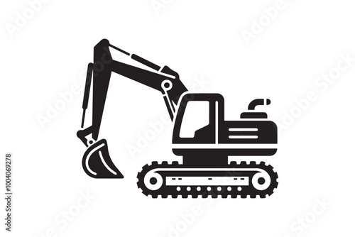 Industrial Excavator vector silhouette isolated in white background