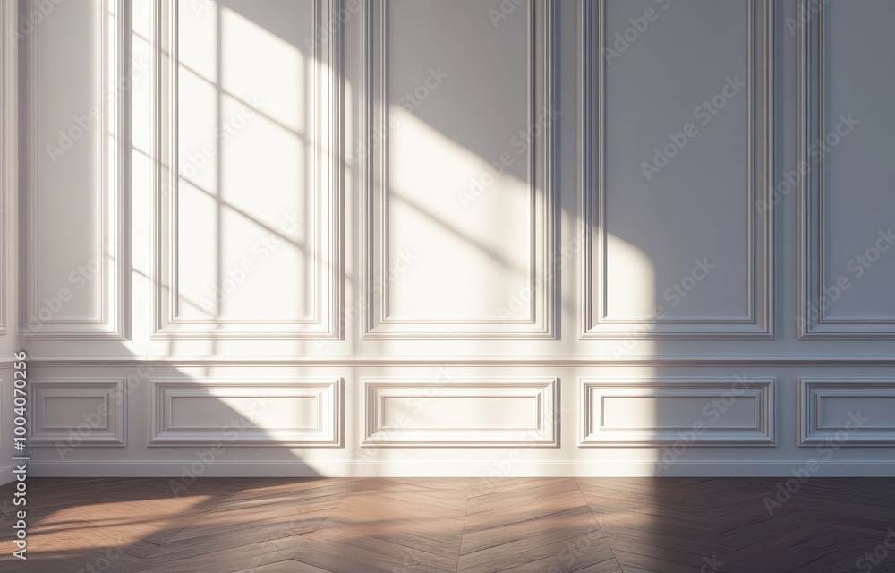 A white wall in a classic style empty room with an architectural background A white wall in a classic style empty room with an architectural background