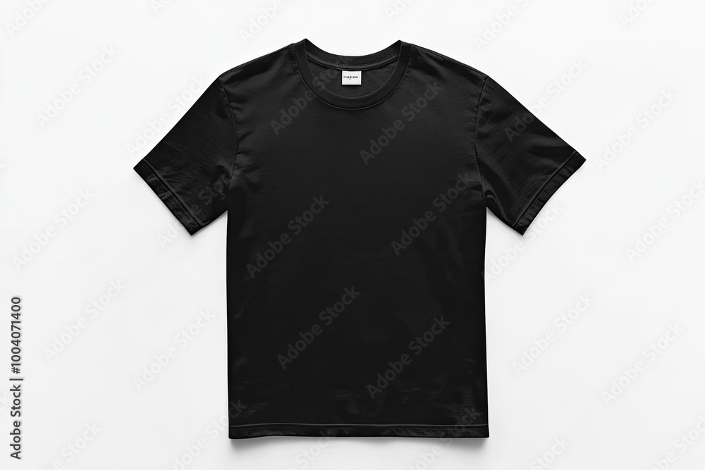 Black t-shirt mockup template on a white background. Created with Ai Black t-shirt mockup template on a white background. Created with Ai