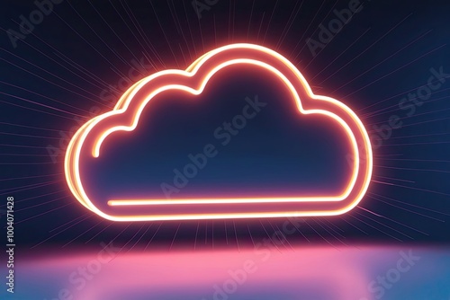 3D Neon Cloud Shape Enveloped in Radiant Light