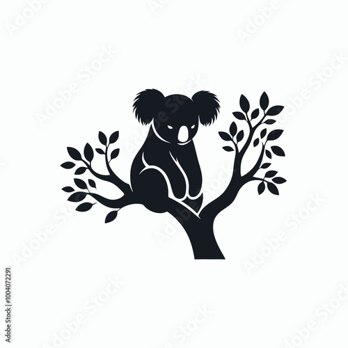 koala animal silhouette vector cartoon illustration, Koala vector silhouette, Koala design silhouette vector art work photo