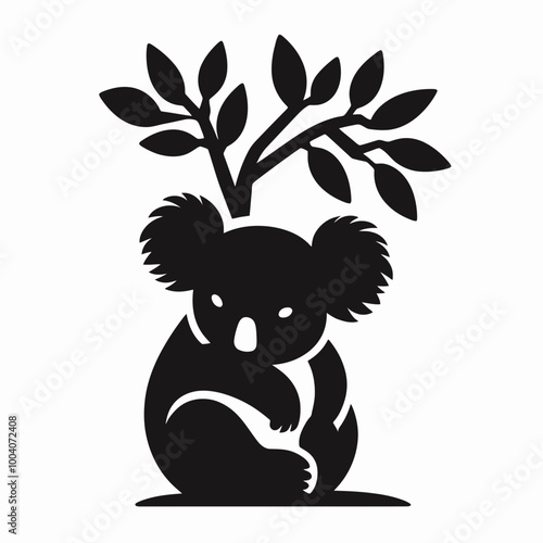 koala animal silhouette vector cartoon illustration, Koala vector silhouette, Koala design silhouette vector art work photo