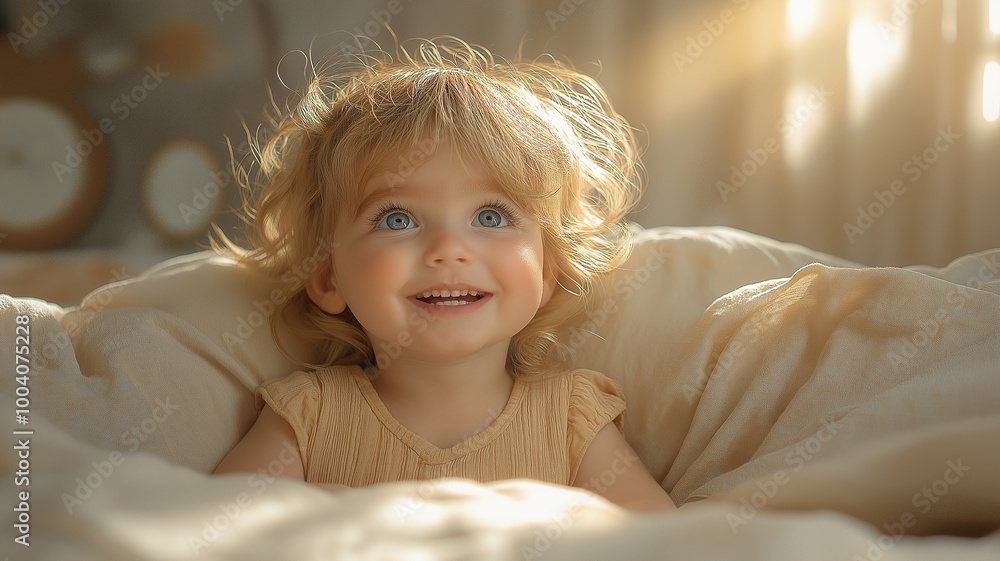Portrait of a Small Child in Sunlit Room - Innocence and Joy Portrait of a Small Child in Sunlit Room - Innocence and Joy