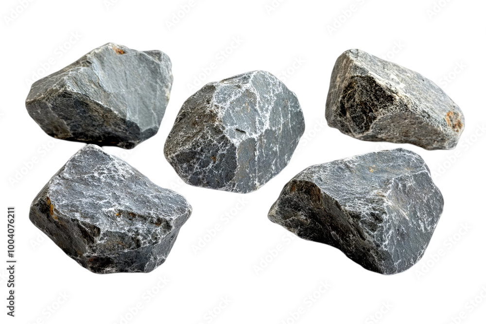 Rough gray stones, jagged rocks, mineral specimens, geological samples, textured surfaces, natural formations, unpolished minerals, raw materials, earth tones, studio lighting, white background, high Rough gray stones, jagged rocks, mineral specimens, geological samples, textured surfaces, natural formations, unpolished minerals, raw materials, earth tones, studio lighting, white background, high