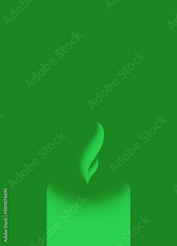 Green template with candle, green poster, green candle, candle, candle illustration, green background, reflection, green, design, illustration, template photo